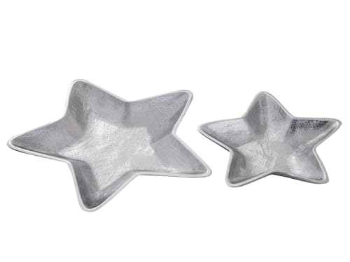 kreatives Wohnen Dekoschalen Stern 2er Set Starlight gold o. silber Weihnachtsdeko Aluminium silber von kreatives Wohnen