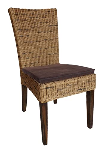 kreatives Wohnen Stuhl Rattanstuhl Wintergarten Korbstuhl Cardine Cabana braun mit Sitzkissen Esszimmer von kreatives Wohnen