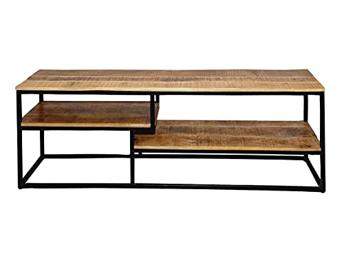 kreatives Wohnen Lowboard Fernsehschrank TV Bord 150 x 51 x 36 cm Liverpool Metall-Gestell schwarz matt, Holz, Extra breit von kreatives Wohnen