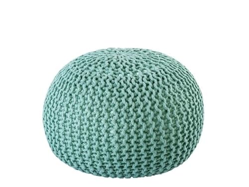 kreatives Wohnen Pouf Premium ø45cm Sitzhocker Strickpouf Innen Terrasse Pool Garten nachhaltig Mint - Ocean Wave von kreatives Wohnen