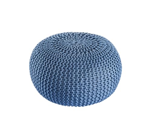 kreatives Wohnen Pouf Premium ø45cm Sitzhocker Strickpouf Innen Terrasse Pool Garten nachhaltig blau - Mallard Blue von kreatives Wohnen