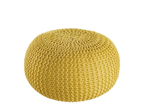 kreatives Wohnen Pouf Premium ø45cm Sitzhocker Strickpouf Innen Terrasse Pool Garten nachhaltig gelb - Freesia von kreatives Wohnen