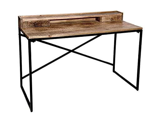 kreatives Wohnen Schreibtisch Computertisch Heimarbeitsplatz 120 x 88 x 55 cm Liverpool Metall-Gestell matt schwarz, Holz, braun, Extra breit von kreatives Wohnen