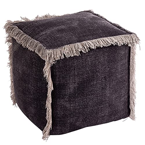 kreatives Wohnen Sitzpouf 40x40x40 cm Sitzwürfel Sitzpuff Bodenkissen Fußhocker Stonewashed-Optik schwarz - Graphit Sitzhocker von kreatives Wohnen