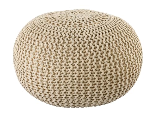 kreatives Wohnen Sitzpouf ø55cm Pouf Strickhocker Strickpouf Premium Innen Terrasse Pool Garten nachhaltig Creme - warm Sand von kreatives Wohnen