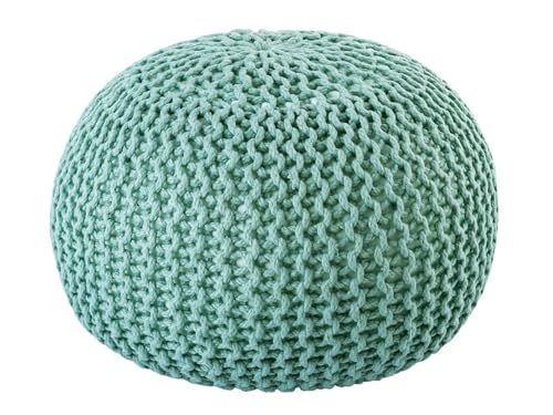 kreatives Wohnen Sitzpouf ø55cm Pouf Strickhocker Strickpouf Premium Innen Terrasse Pool Garten nachhaltig Mint - Ocean Wave von kreatives Wohnen