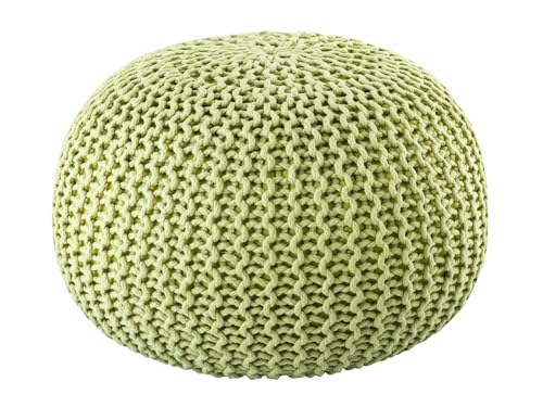 kreatives Wohnen Sitzpouf ø55cm Pouf Strickhocker Strickpouf Premium Innen Terrasse Pool Garten nachhaltig apfelgrün - Lettuce Green von kreatives Wohnen