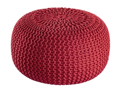 kreatives Wohnen Sitzpouf ø55cm Pouf Strickhocker Strickpouf Premium Innen Terrasse Pool Garten nachhaltig rot - Tango red von kreatives Wohnen