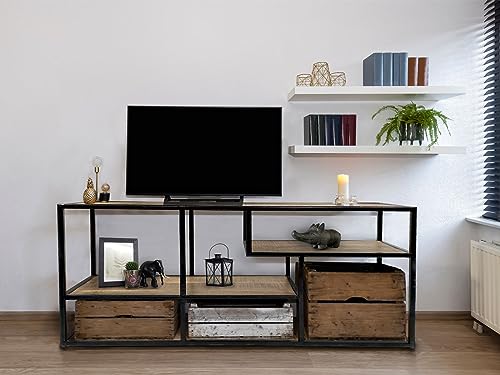 kreatives Wohnen Standregal Raumteiler Bücher Regal Medienregal Bücherbord 130x60x36cm Liverpool Metall-Gestell schwarz von kreatives Wohnen