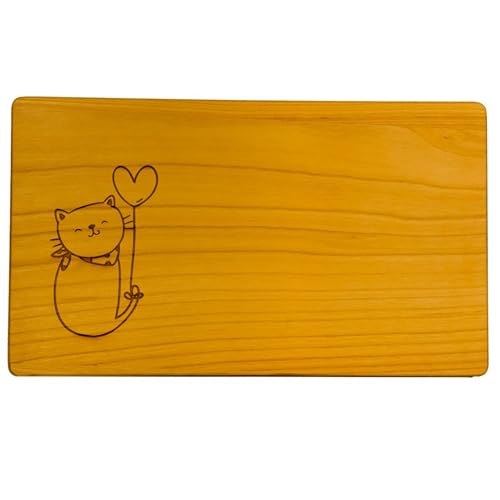 kreativherz - Schneidebrett mit Tier Motiv "Katze" aus FSC zertifiziertem Kirschen-Holz - Kleines Frühstücksbrettchen für Kinder - Holz Brettchen klein als Frühstücksbrett Holzbrettchen 26cmx15cmx1cm von kreativherz
