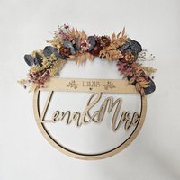 Personalisierter Türkranz - Türschild Hochzeitsgeschenk Trockenblumenkranz Personalisiertes Geschenk Brautpaar Mr & Mrs Holzschild Personalisierter Türkranz - Türschild Hochzeitsgeschenk Trockenblumenkranz Personalisiertes Geschenk Brautpaar Mr & Mrs Holzschild von kreativherzeva