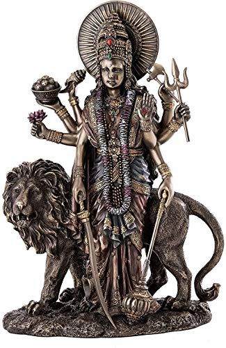 Durga Hindu Statue mit Löwe, göttliche Mutter des Universums Göttin Skulptur in Premium Kaltgussbronze - 27,9 cm / Bronze Durga Idol von krisha krafts