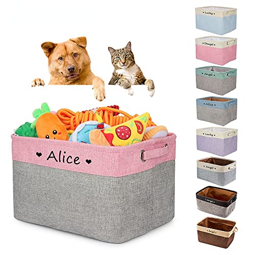 Personalisierte Faltbare Hundespielzeug Korb Freien Druck Name Storage Box Welpe Katze Benutzerdefinierte Spielzeug Organisieren Lagerung Haustier Zubehör (L 40x30x20cm) von krui