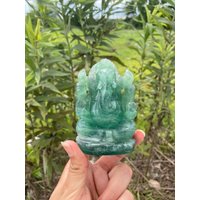 Grüne Fluorit Ganesha Statue , Edelstein Semi Precious Handgeschnitzt - 380 Gms von krystalmartusa