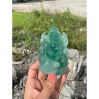 Grüne Fluorit Ganesha Statue , Edelstein Semi Precious Handgeschnitzt - 407 Gms von krystalmartusa