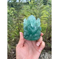 Grüne Fluorit Ganesha Statue , Edelstein Semi Precious Handgeschnitzt - 477 Gms von krystalmartusa