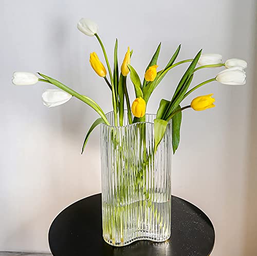 Robuste geometrische Blumenvase aus klarem Glas, Moderne dekorative Vase, Herzstück transparent im geformten Hydrokultur-Pflanzenbehälter für Zuhause von ksamwjf