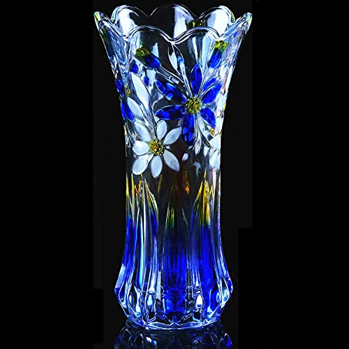 ksamwjf Robuste Klarglasvase, Europäische Kristallvasen Dekorative Blumenvase, Verdickte Kristallglasblumenvasen Desktop Center Vase zum Essen Livi von ksamwjf