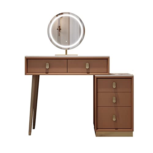 Schminktisch Kommoden-Aufbewahrungsschrank All-in-One einziehbarer und links/rechts montierter Aufbewahrungsschrank mit Schubladen dimmbarem beleuchtetem Spiegel Waschtisch Zum Anziehen(A,80CM) von ksjdieunf