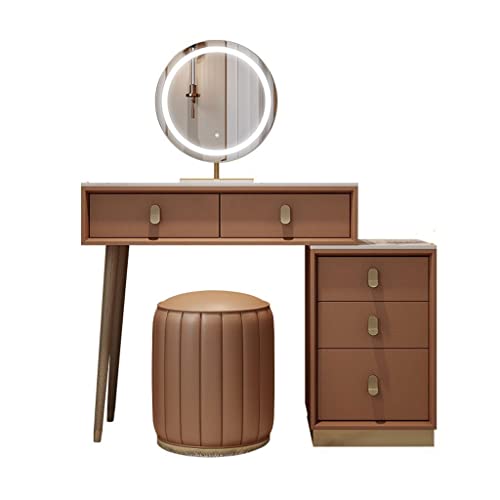 Schminktisch Kommoden-Aufbewahrungsschrank All-in-One einziehbarer und links/rechts montierter Aufbewahrungsschrank mit Schubladen dimmbarem beleuchtetem Spiegel Waschtisch Zum Anziehen(B,80CM) von ksjdieunf