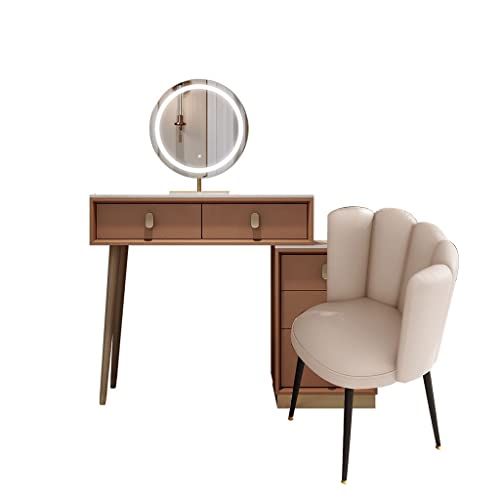 Schminktisch Kommoden-Aufbewahrungsschrank All-in-One einziehbarer und links/rechts montierter Aufbewahrungsschrank mit Schubladen dimmbarem beleuchtetem Spiegel Waschtisch Zum Anziehen(C,80CM) von ksjdieunf