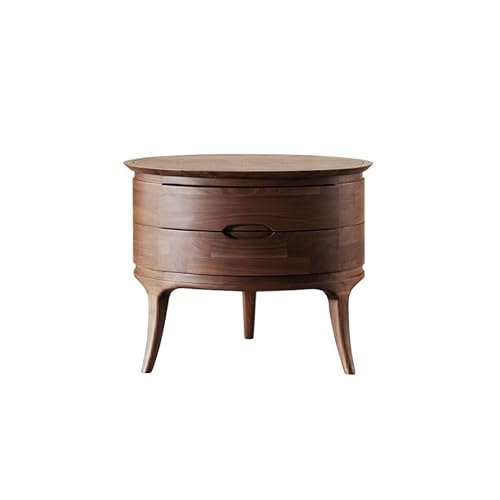 ksjdieunf Schlafzimmermöbel 60x46x50cm Nussbaum Massivholz Home Schlafzimmer Nachttisch, runder Sofa Aufbewahrungstisch, Aufbewahrungsmöbel mit Schubladen Beistelltische Schlafzimmer von ksjdieunf