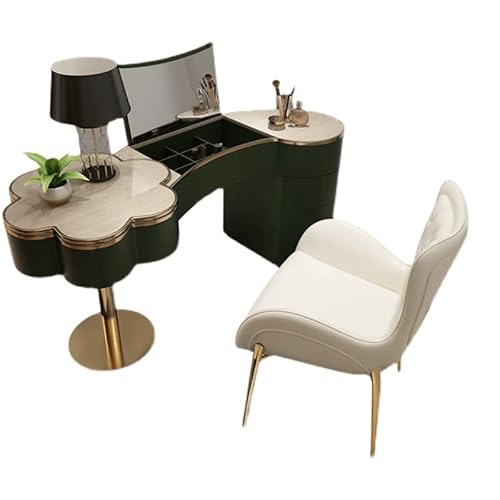 ksjdieunf Schminktisch Bogenförmige Flip-Kommode und Aufbewahrungsschrank in einem, einfacher lackierter Schminktisch for Schlafzimmer mit Spiegel Waschtisch Zum Anziehen(120cm) von ksjdieunf