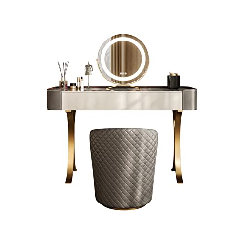 ksjdieunf Schminktisch Schieferkommode Einfacher minimalistischer Aufbewahrungsschrank Schminktisch + Schminkspiegel + Schminkhocker Set Schreibtischdesign Waschtisch Zum Anziehen(A,120cm) von ksjdieunf