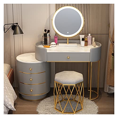 ksjdieunf Schminktisch Schminktisch Schlafzimmer Einfach Aufbewahrungstisch Aufbewahrungsschrank Schminkspiegel Schminkhocker Kombinationsset Waschtisch Zum Anziehen(B,80cm) von ksjdieunf
