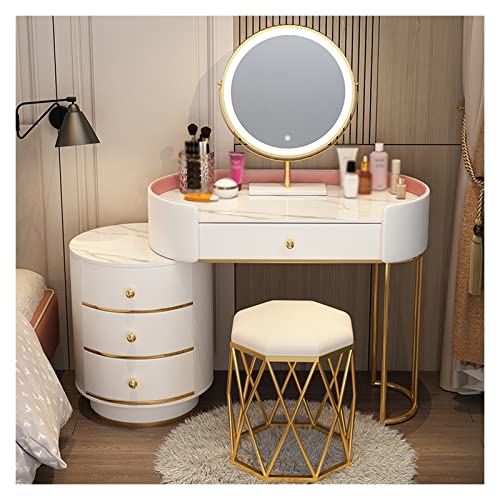 ksjdieunf Schminktisch Schminktisch Schlafzimmer Einfach Aufbewahrungstisch Aufbewahrungsschrank Schminkspiegel Schminkhocker Kombinationsset Waschtisch Zum Anziehen(C,120cm) von ksjdieunf