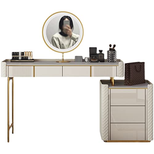 ksjdieunf Schminktisch Schminktisch aus Holz Schiefer Einfaches Schlafzimmer Integrierter Aufbewahrungsschrank for, Garderobe Waschtisch Zum Anziehen(100cm) von ksjdieunf