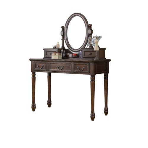 ksjdieunf Schminktisch Schminktisch aus Holz mit Spiegel und Aufbewahrungsschrank Mehreren Schubladen, geeignet for Schlafzimmer Waschtisch Zum Anziehen von ksjdieunf