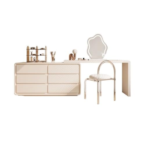 ksjdieunf Schminktisch Schminktisch aus Massivholz im Creme-Stil, fürs Schlafzimmer, einzelner Aufbewahrungsschrank Waschtisch Zum Anziehen von ksjdieunf