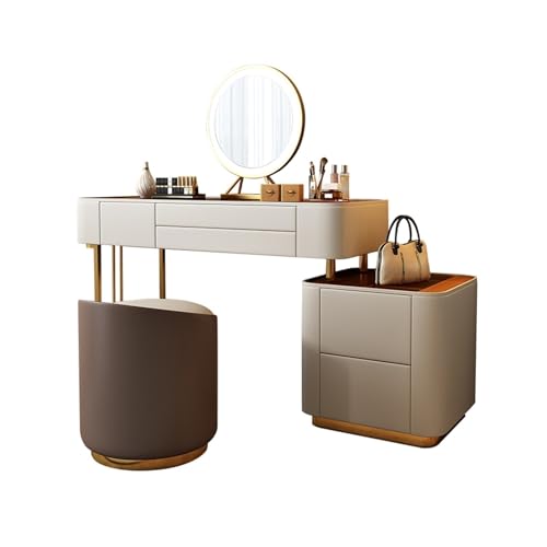 ksjdieunf Schminktisch Schminktisch mit Glasplatte und Schubladen, moderner, for Schlafzimmer Büro Waschtisch Zum Anziehen(100cm) von ksjdieunf