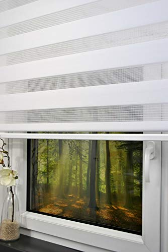 Doppelrollo 120 cm breit 250 cm lang Farbe weiß mit breiter Beschwerung+ geschlossener Kassette+ Kettenzug Alternative zu Gardine oder Plissee Duo Rollo von kskeskin