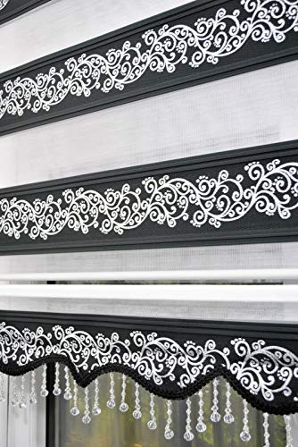 kskeskin Duo Rollo 80 cm x 200 cm schwaz silberranken Doppelrollo mit Alukassette mit breiter Beschwerung und Perlen Volant kskeskin Duo Rollo 80 cm x 200 cm schwaz silberranken Doppelrollo mit Alukassette mit breiter Beschwerung und Perlen Volant von kskeskin