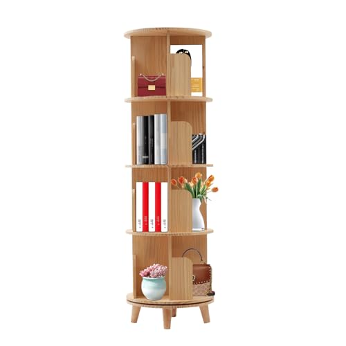 Drehbares Bücherregal mit 4 Ebenen, 360°-Display, bodenstehendes Bücherregal, Lagerregal, kleine Ecke für Raumorganisator, Schlafzimmer, Wohnzimmer von ksxnkhk
