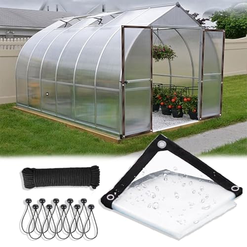 ksxnkhk 15x18FT Gewächshaus-Kunststoffplane, wasserdicht, durchsichtige Planen, strapazierfähig, wasserdicht mit Ösen, 457x549cm Dicke Vinylabdeckung, transparente Terrassenüberdachungspl ksxnkhk 15x18FT Gewächshaus-Kunststoffplane, wasserdicht, durchsichtige Planen, strapazierfähig, wasserdicht mit Ösen, 457x549cm Dicke Vinylabdeckung, transparente Terrassenüberdachungspl von ksxnkhk