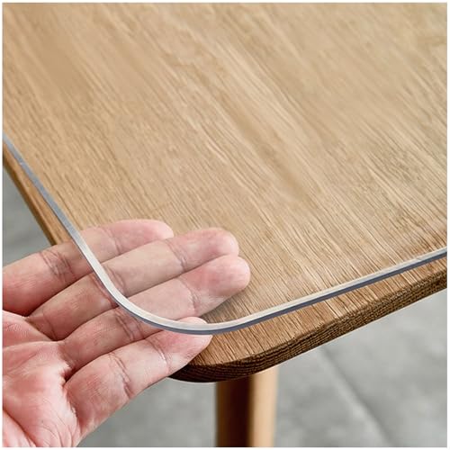 ksxnkhk 18x96 Zoll Klarer Kunststoff Transparenter Tischdeckenschutz Wasserdichter Schreibtischunterlage Vinyl Esstisch 2,0 mm Dicke Tischabdeckung von ksxnkhk