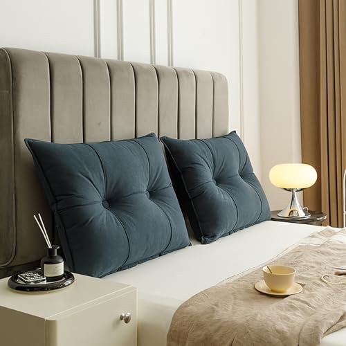 ksxnkhk 2er-Pack Keilkopfteilkissen für Einzel- und Doppelbetten – Samtrückenlehne mit abnehmbarem Bezug, ergonomisches Stützkissen, Blau, 35,4 Zoll ksxnkhk 2er-Pack Keilkopfteilkissen für Einzel- und Doppelbetten – Samtrückenlehne mit abnehmbarem Bezug, ergonomisches Stützkissen, Blau, 35,4 Zoll von ksxnkhk