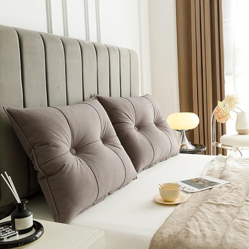 ksxnkhk 2er-Pack Keilkopfteilkissen für Einzel- und Doppelbetten – Samtrückenlehne mit abnehmbarem Bezug, ergonomisches Stützkissen, Braun, 23,6 Zoll ksxnkhk 2er-Pack Keilkopfteilkissen für Einzel- und Doppelbetten – Samtrückenlehne mit abnehmbarem Bezug, ergonomisches Stützkissen, Braun, 23,6 Zoll von ksxnkhk