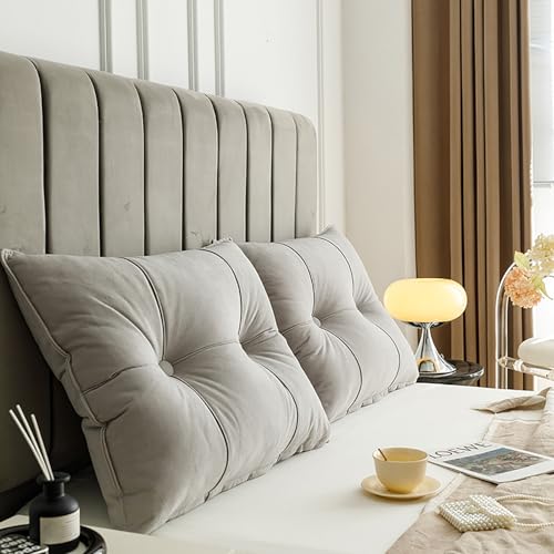 ksxnkhk 2er-Pack Keilkopfteilkissen für Einzel- und Doppelbetten – Samtrückenlehne mit abnehmbarem Bezug, ergonomisches Stützkissen,Grau,39.3in ksxnkhk 2er-Pack Keilkopfteilkissen für Einzel- und Doppelbetten – Samtrückenlehne mit abnehmbarem Bezug, ergonomisches Stützkissen,Grau,39.3in von ksxnkhk
