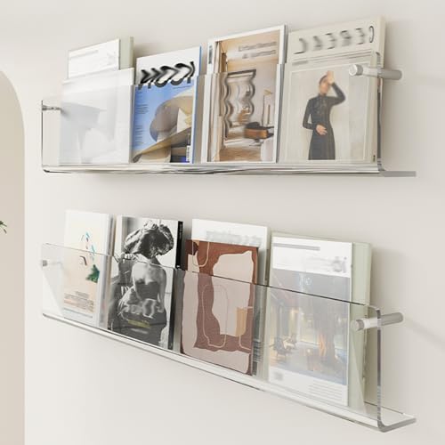 ksxnkhk 2er-Pack transparenter Zeitschriftenständer aus Acryl, Mehrzweck-Wandordnerständer zum Aufhängen im Büro, platzsparender Bücherregal-Broschürenständer für Ausstellungen (Farbe: Pac von ksxnkhk