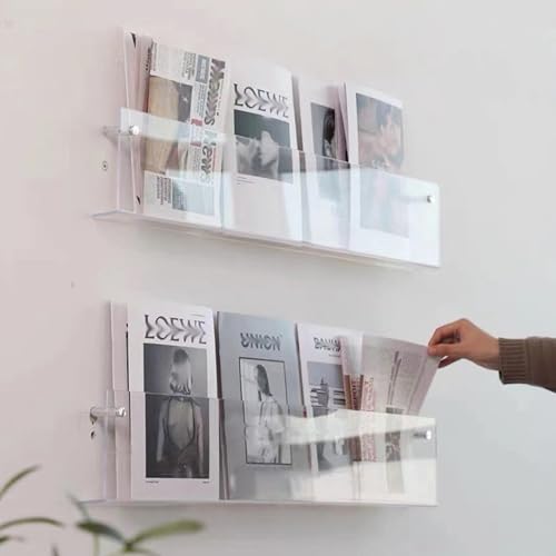 ksxnkhk 2er-Packung Acryl-Zeitschriftenständer zur Wandmontage, durchsichtiger Ordnerhalter-Organizer für Büro, Wohnmobil, Restaurant, Zeitungs-, Broschüren-, Post- und Comic-Aufbewahrungs von ksxnkhk