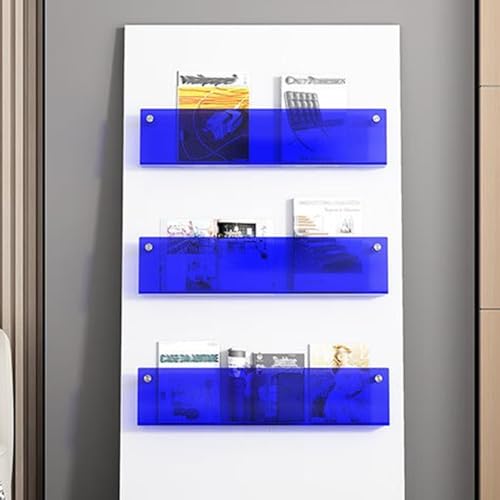 ksxnkhk 3-stufiger Zeitschriftenständer zur Wandmontage, blau-orange, durchsichtiger Zeitungshalter aus Acryl für Schulbüro und Badezimmer, Organizer für Broschüren und Papierpräsentation ksxnkhk 3-stufiger Zeitschriftenständer zur Wandmontage, blau-orange, durchsichtiger Zeitungshalter aus Acryl für Schulbüro und Badezimmer, Organizer für Broschüren und Papierpräsentation von ksxnkhk