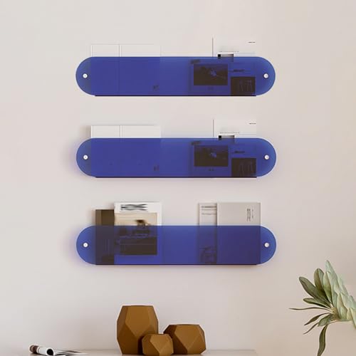 ksxnkhk 3-teiliger Zeitschriftenständer aus Acryl zum Aufhängen an der Wand, kleines Bücherregal für Kinderzimmer, Home Office, Schule, Prospekthalter, Aktenordner-Organizer (Farbe: Blau, von ksxnkhk