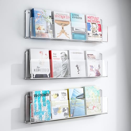ksxnkhk 3-teiliger Zeitschriftenständer aus Acryl zur Wandmontage, Buch- und Literaturanzeige im Badezimmer für den Empfangsbereich, Leseraum, Büro, Schule, Prospektständer, Aufbewahrung, ksxnkhk 3-teiliger Zeitschriftenständer aus Acryl zur Wandmontage, Buch- und Literaturanzeige im Badezimmer für den Empfangsbereich, Leseraum, Büro, Schule, Prospektständer, Aufbewahrung, von ksxnkhk
