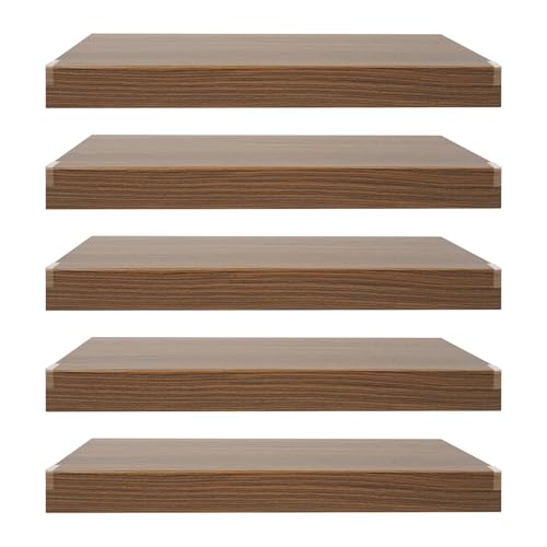 ksxnkhk 33 Zoll schwebende Regale für die Wand, 16 tiefes Hängeregal, großes Ausstellungs- und Lagerregal für Badezimmer, Schlafzimmer, Wohnzimmer, 5er-Set (dunkle Holzfarbe, Zoll) von ksxnkhk