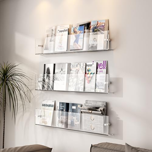 ksxnkhk 3er-Packung Zeitschriftenhalter aus Acryl, Prospektständer, Wandhalterung, Leichter Zeitungsständer für Akten, Ordner, Papier, Alben, Schallplatten-Organizer, Bücher, Lagerregal (F ksxnkhk 3er-Packung Zeitschriftenhalter aus Acryl, Prospektständer, Wandhalterung, Leichter Zeitungsständer für Akten, Ordner, Papier, Alben, Schallplatten-Organizer, Bücher, Lagerregal (F von ksxnkhk
