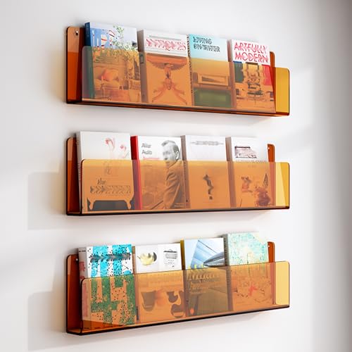 ksxnkhk 3er-Packung Zeitschriftenhalter aus Acryl zur Wandmontage, Hängeregal für Bücher, Literaturdisplay für Kinderzimmer, Büro, Schule, Prospektständer, Aufbewahrung von Schallplatten ( von ksxnkhk